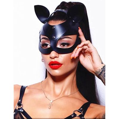 Elegantna crna maska za oči u stilu zeca C80952