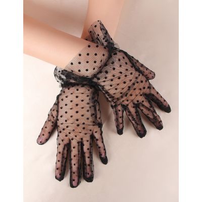 Crne mrežaste rukavice sa tufnicama C81276